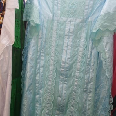 Boubou en diezner et dentelle bleu piscine